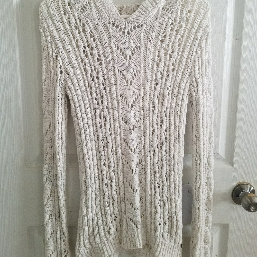 Oneill 100% Cotton Hooded Tunic Sweater in Cream